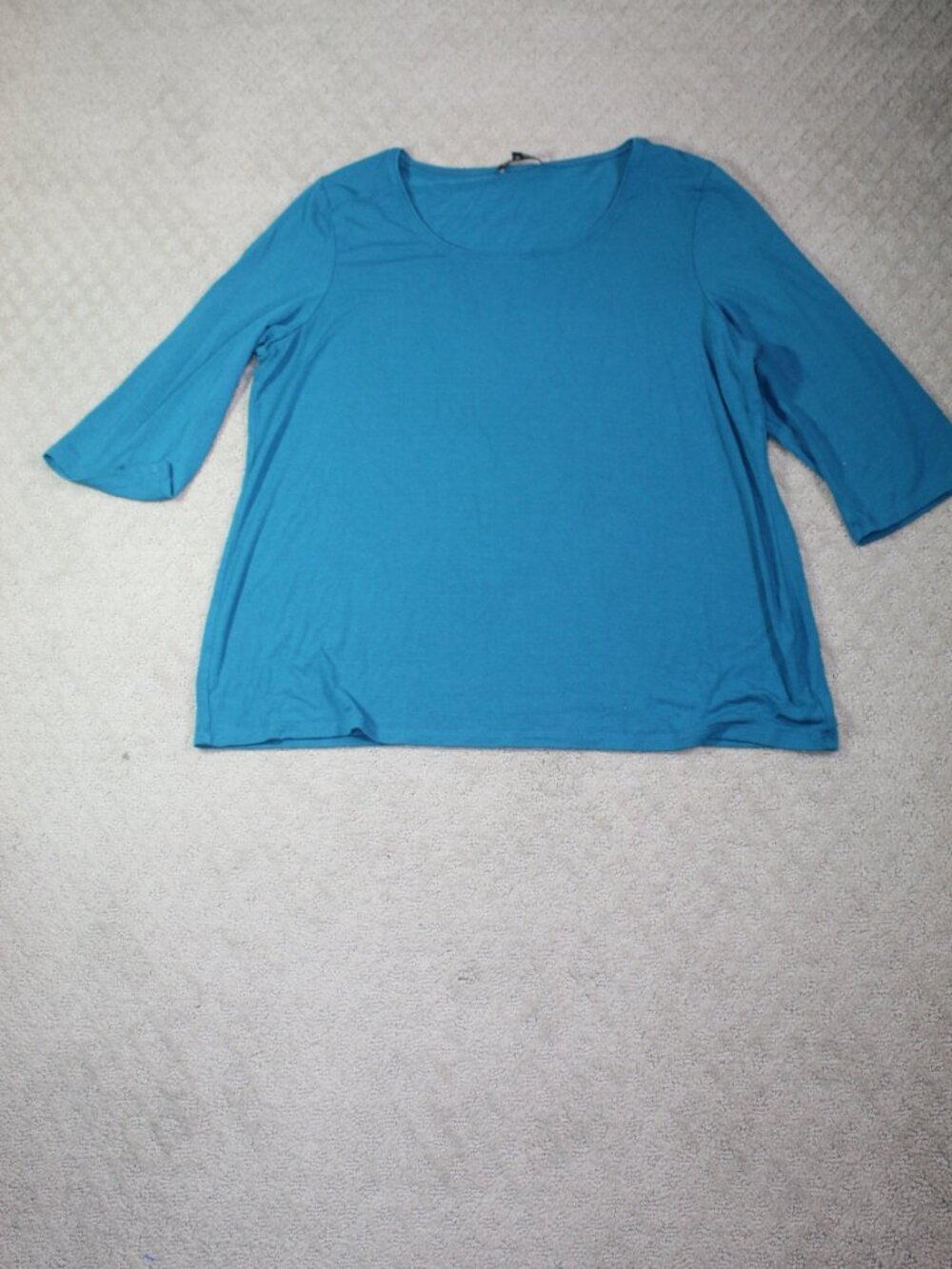 Eileen Fisher Size XL Teal Designer Tunic Round Neck3/4 Sleeve Blouse